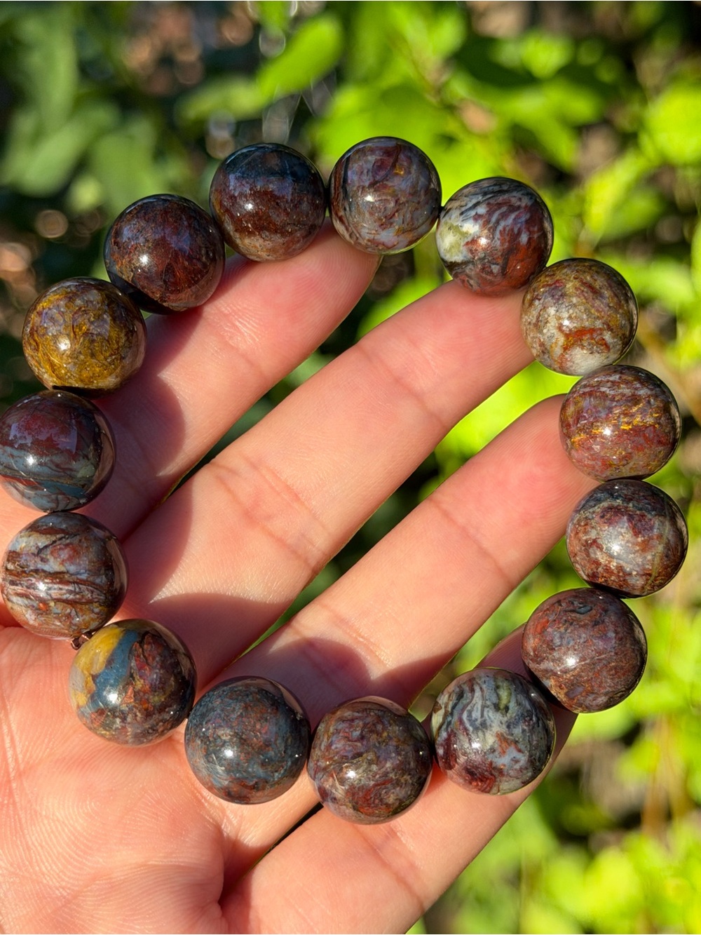 13mm Natural Multi-Tone Pietersite Bead Bracelet 1981